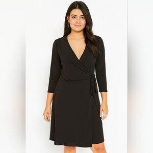 Sunny Leigh New Womens Large Pullover Elegant Black Wrap Top Dress Office Career